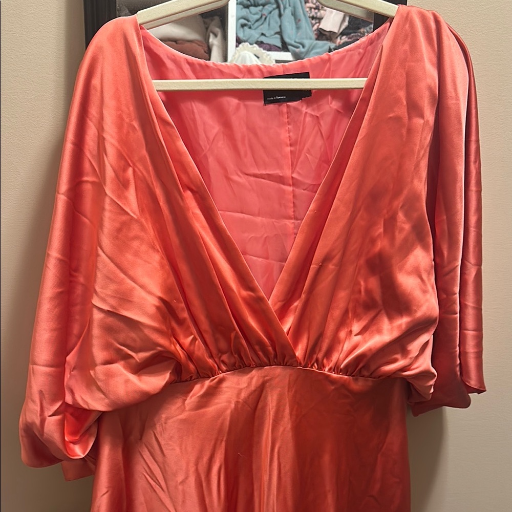 Elegant Coral Satin Gown